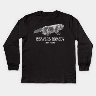 ANGRY BEAVER - WHITE TEXT Kids Long Sleeve T-Shirt